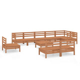 ZNTS 10 Piece Garden Lounge Set Solid Wood Pine Honey Brown 3082912