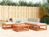 5 Piece Garden Sofa Set with Cushions Wax Brown Solid Wood Pine 3216962