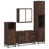 4 Piece Bathroom Furniture Set Brown Oak Engineered Wood 3301204