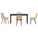 Garden Dining Set 5 pcs Brown Powder-Coated Steel 3379193