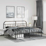 Metal Bed Frame without Mattress with Footboard Black 193x203cm 353659