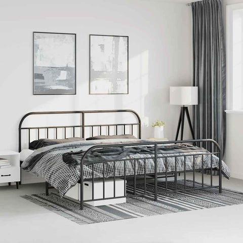 Metal Bed Frame without Mattress with Footboard Black 193x203cm 353659