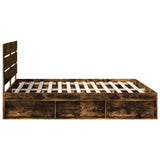 Bed Frame Smoked Oak 200 x 200 cm Solid Pine Wood 3411708