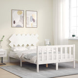 Bed Frame without Mattress White Double Solid Wood Pine 3193442