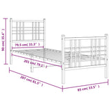 Metal Bed Frame without Mattress with Footboard White 80x200cm 376382