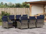 Garden Dining Set with Cushion 9 pcs Grey and Black Rattan 3380581
