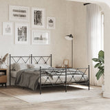 Metal Bed Frame without Mattress with Footboard Black 140x200cm 376521
