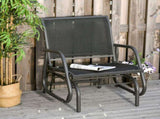Outdoor Garden Glider Chair, Metal Frame Single Armchair Swing Seater w/ Breath Mesh Fabric Seat, T3398P325088
