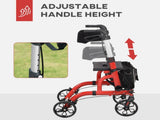 Lightweight Walking Frame, Folding Rollator Walker with Seat and Backrest, Red T3398P555098