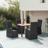 5 Piece Garden Dining Set Black Poly Rattan&Solid Wood Acacia 3157643