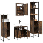 ZNTS 4 Piece Bathroom Furniture Set Smoked Oak Engineered Wood 3214827