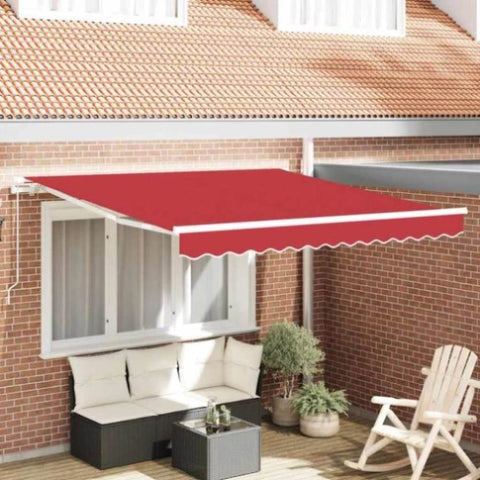 Retractable Awning Manual Red 350 x 250 cm Fabric 3330429