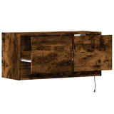 TV Wall Cabinet with LED Lights Smoked Oak 80x31x35 cm 852359