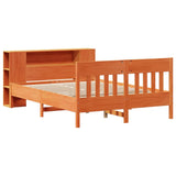 ZNTS Bookcase Bed without Mattress Wax Brown 140x200cm Solid Wood Pine 3323184