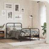 Metal Bed Frame without Mattress with Footboard Black 120x190cm 377132