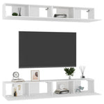 ZNTS TV Cabinets 4 pcs White 100x30x30 cm Engineered Wood 3074452