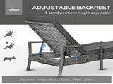 Rattan Sun Lounger Garden Lounger Rattan Wicker w/ 4-Level Adjustable Headrest, 52.5H x 192L x 62.5W T3398P317802