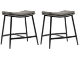 Breakfast Bar Stools Set of 2, Microfibre Upholstered Barstools, Industrial Bar Chairs with Curved T3398P328291