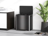 60L Dual Compartment Stainless Steel Bin, with Deodoriser Holders - Black T3398P343444