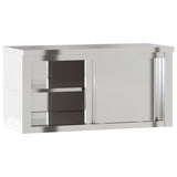 ZNTS Kitchen Wall Cabinet with Sliding Doors Stainless Steel 376442