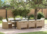 Garden Dining Set 9 pcs Beige Poly Rattan 3380608