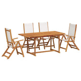 5 Piece Garden Dining Set Solid Wood Acacia and Textilene 3279296