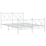 Metal Bed Frame without Mattress with Footboard White 140x190cm 376569