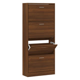 Shoe Cabinet Brown Oak 63x24x147 cm Engineered Wood 342549
