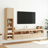 4 Piece TV Wall Units with LED Sonoma Oak Engineered Wood 3216713