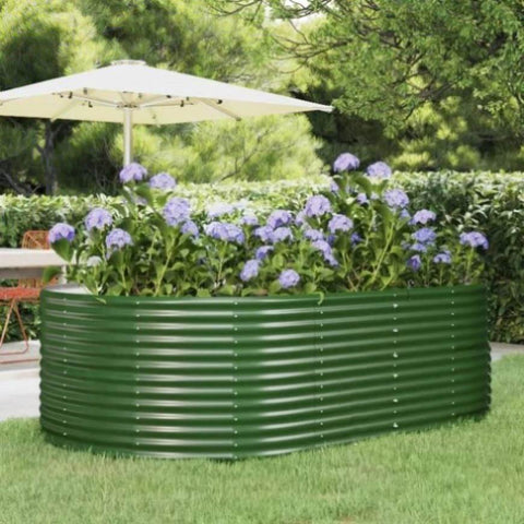 Garden Raised Bed Green 212x140x68 cm Galvanised Steel 319093