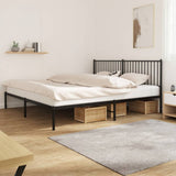 Metal Bed Frame without Mattress with Headboard Black 200x200cm 350871