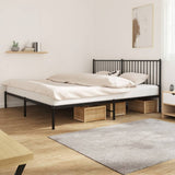 ZNTS Metal Bed Frame without Mattress with Headboard Black 200x200cm 350871