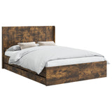 Bed Frame with Storage and Headboard Smoked Oak 120 x 190 cm 3413969