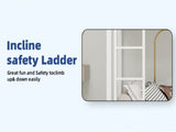 White metal bunk bed for both adults and children, with safety railing and ladder, mattress size W3987P434168