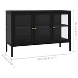 Sideboard Black 105x35x70 cm Steel and Glass 336067
