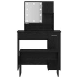 LED Dressing Table Set 2 pcs Black Oak Engineered Wood 3332508