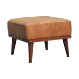 Tan Buffalo Leather Tan Footstool IN3560