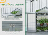 Garden Cold Frame Polycarbonate Greenhouse with Adjustable Shelves, Double Doors, Openable Top T3398P319976
