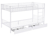 Twin Over Twin Bunk Bed with Two Storage Drawers & Full-Length Guard Rail, Heavy Duty Metal Bunk Bed 89933334