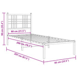 Metal Bed Frame without Mattress with Headboard White 80x200cm 376364