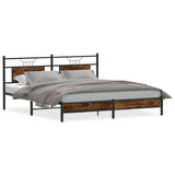 Bed Frame without Mattress Smoked Oak 183x203 cm Engineered Wood 4106894