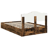 Storage Bed with Drawer Smoked Oak 135 x 190 cm Engineered Wood 3413107