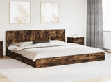 Bed Frame with Storage and Headboard Smoked Oak 180 x 200 cm 3414005