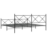 Metal Bed Frame without Mattress with Footboard Black 193x203cm 376526