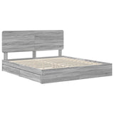 Storage Bed Grey Sonoma 200 x 200 cm Engineered Wood 3412656