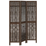 Room Divider 3 Panels Dark Brown Solid Wood Paulownia 358653