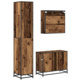 Bathroom Furniture Set with Door 3 pcs Old Wood Engineered Wood 3402545