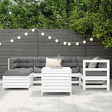 7 Piece Garden Sofa Set White Solid Wood Pine 3250965