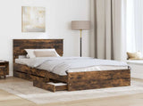 Bed Frame with Drawer Smoked Oak 100 x 200 cm Engineer Wood 3410739