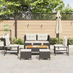 Garden Sofa Set 6 pcs Black and cream Poly Rattan 4104699